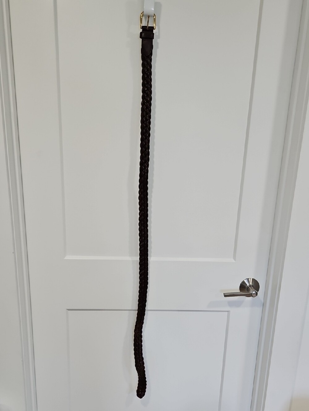 Merona Dark Brown Braided Leather Belt with Gold Buckle 49"
